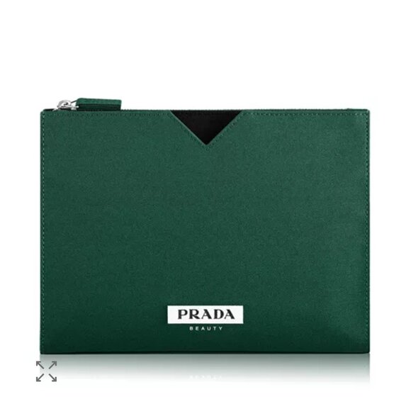 Dark Green Prada Beauty Cosmetic Bag new - Picture 1 of 5